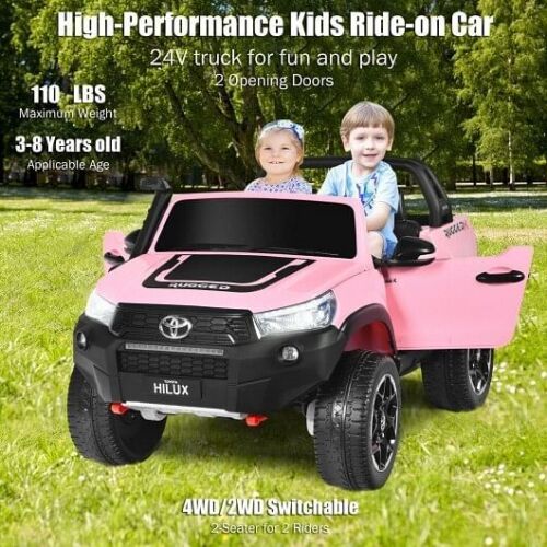 Load image into Gallery viewer, 2*12V Authorized Toyota Hilux Ride-On Truck Vehicle 2-Passenger 4x4 with Remote Control - Pink
