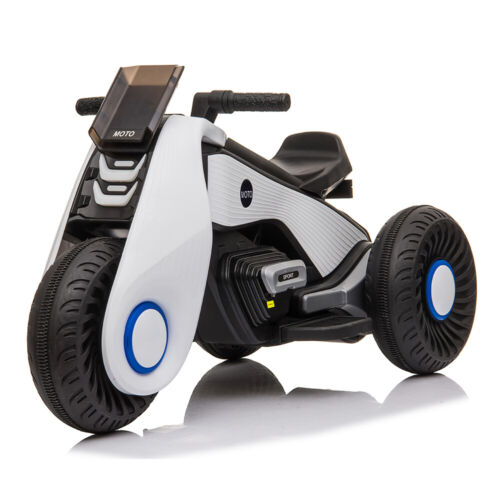 3-Wheel Double Drive Electric Motorcycle for Kids in White