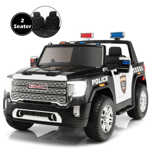 Load image into Gallery viewer, Licensed GMC Kids Ride On Police Car 2-Seater Truck with Remote Control and Music - 12V
