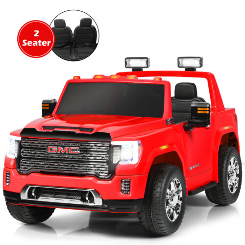 Load image into Gallery viewer, Licensed GMC 2-Seater Kids Ride On Truck with RC Control and Storage Box - Red

