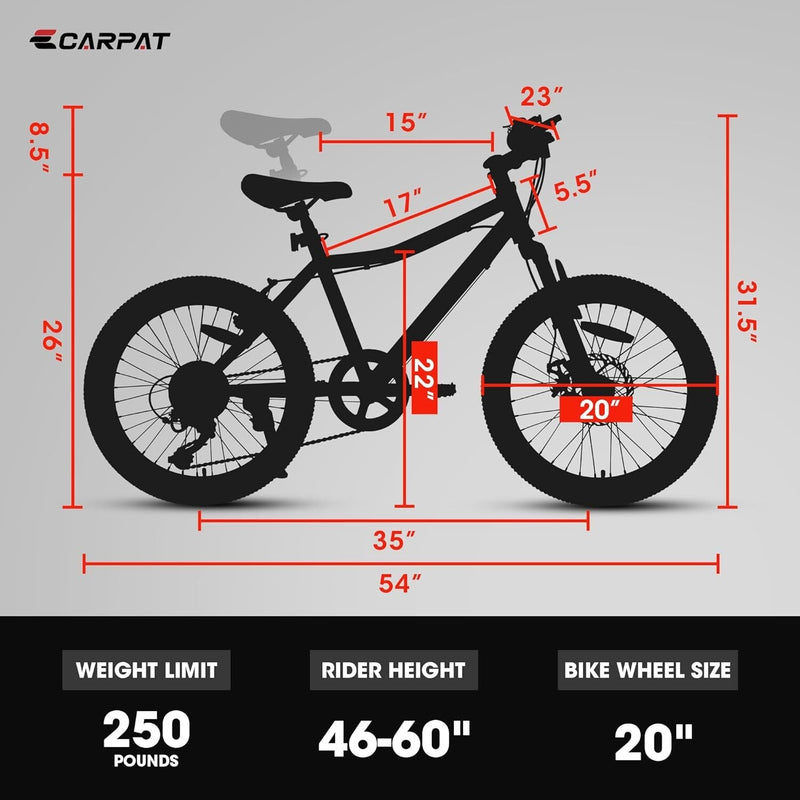 Load image into Gallery viewer, 20-Inch 7-Speed Kids’ Mountain Bike for Boys and Girls Ages 7-12
