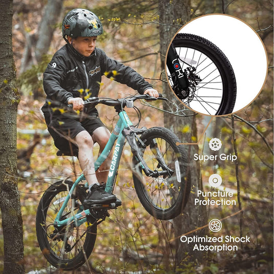 20 Inch Kids' Mountain Bike for Boys and Girls Ages 7-12 with 7-Speed Gear