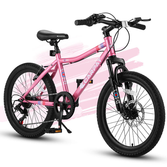 20 Inch Kids' Mountain Bike for Boys and Girls Ages 7-12 with 7-Speed Gear