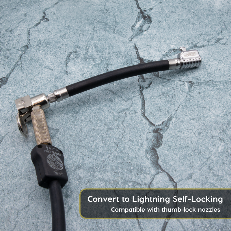 Load image into Gallery viewer, Lightning S2X Tire Inflator Hose Extension Self-Locking Nozzle | Patented Air Hose Adapter for Tire Pumps (Open Flow)
