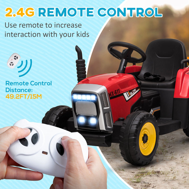 Load image into Gallery viewer, 12V Electric Tractor with Trailer and Dual Motors for Kids
