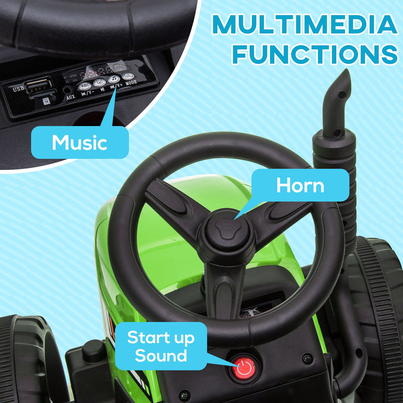 Load image into Gallery viewer, 12V Electric Tractor with Trailer and Dual Motors for Kids
