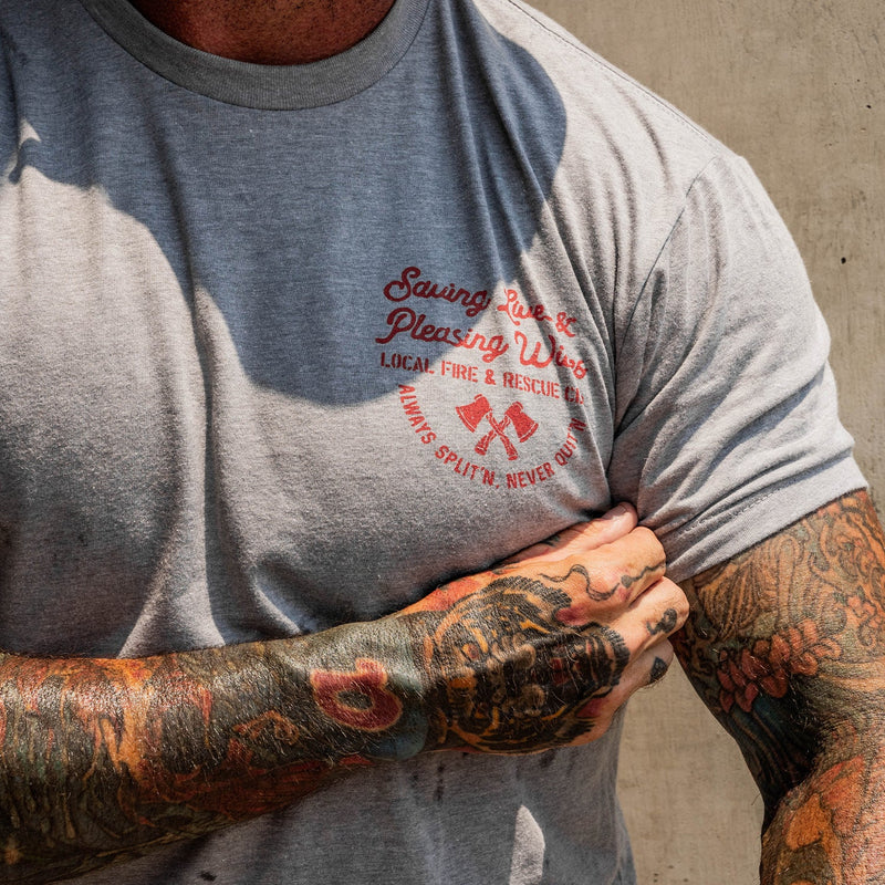 Load image into Gallery viewer, Saving Lives &amp; Pleasing Wives Fire &amp; Rescue Club Men&#39;s T-Shirt
