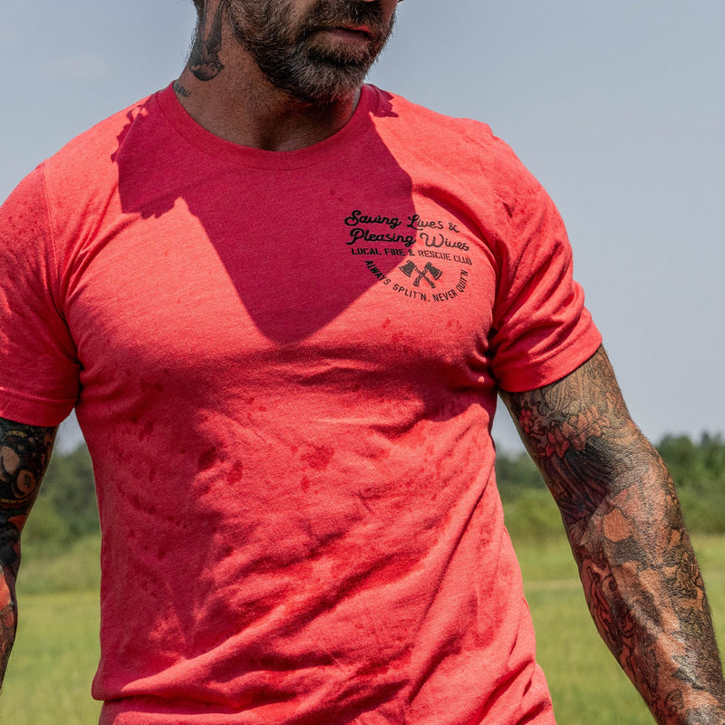 Load image into Gallery viewer, Saving Lives &amp; Pleasing Wives Fire &amp; Rescue Club Men&#39;s T-Shirt
