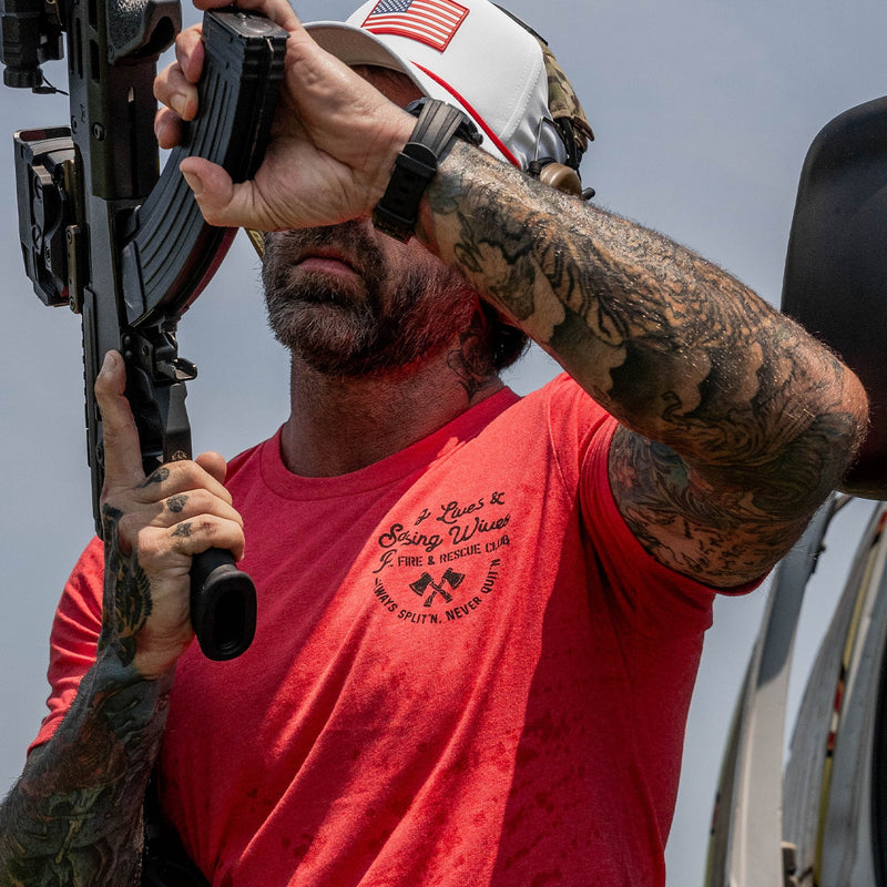 Load image into Gallery viewer, Saving Lives &amp; Pleasing Wives Fire &amp; Rescue Club Men&#39;s T-Shirt
