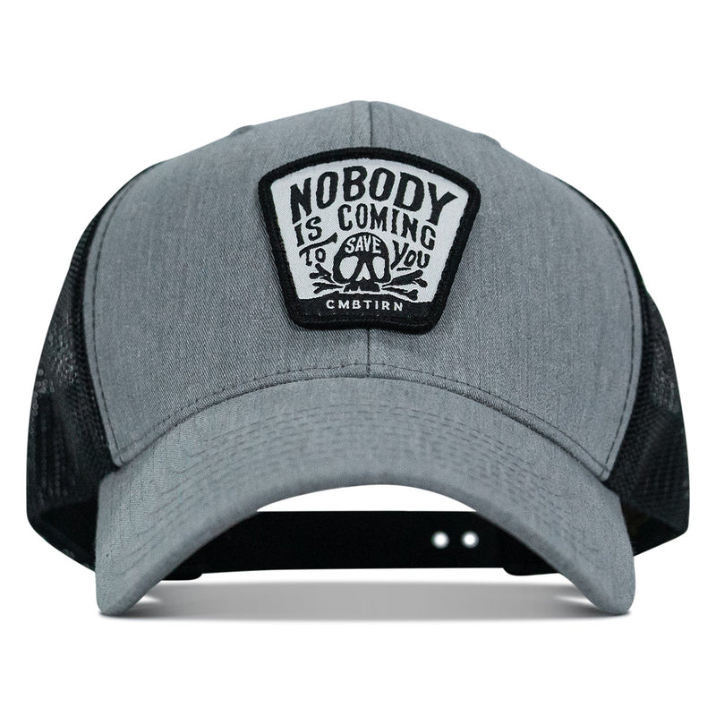 Load image into Gallery viewer, Nobody Is Coming To Save You Skull Patch Snapback Hat
