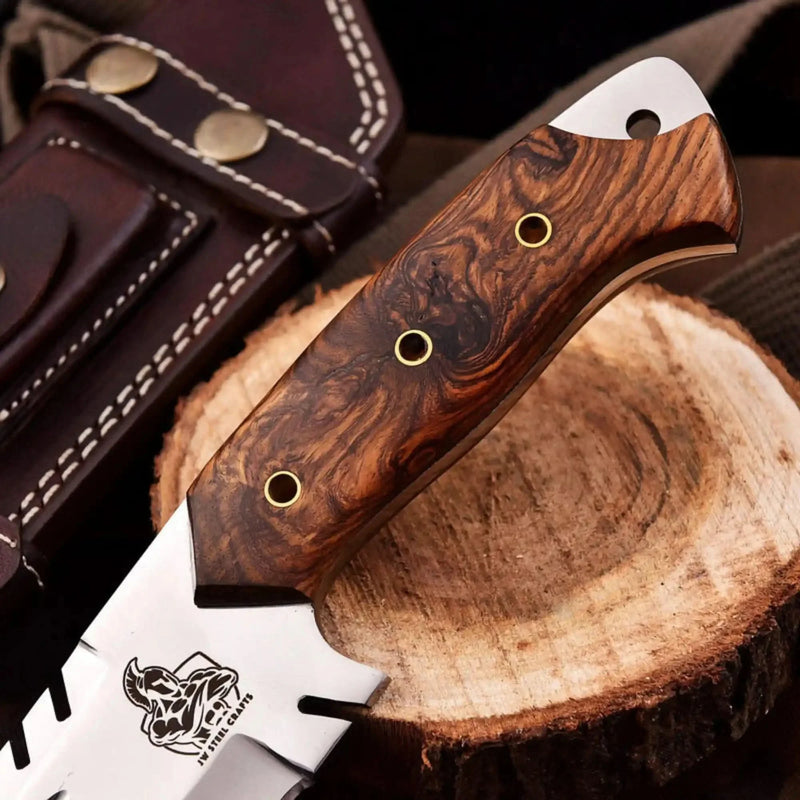 Load image into Gallery viewer, Trailmark Tracker Knife 12.5" Stainless Steel Blade &amp; Burl Wood Handle | JW SteelCrafts
