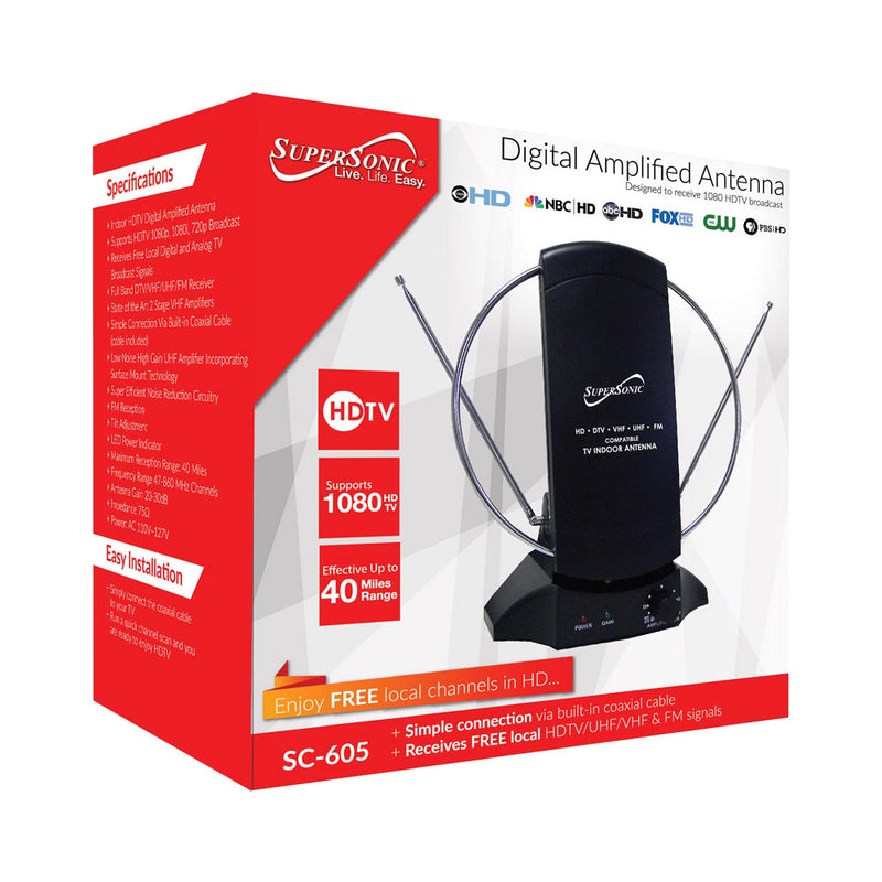 Load image into Gallery viewer, Supersonic HDTV Digital Amplified Indoor Antenna
