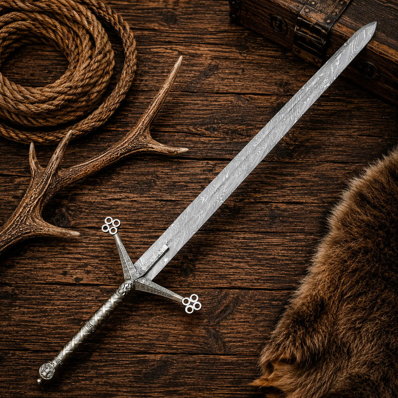 Load image into Gallery viewer, Scottish Claymore Sword – Damascus Steel Medieval Viking Display
