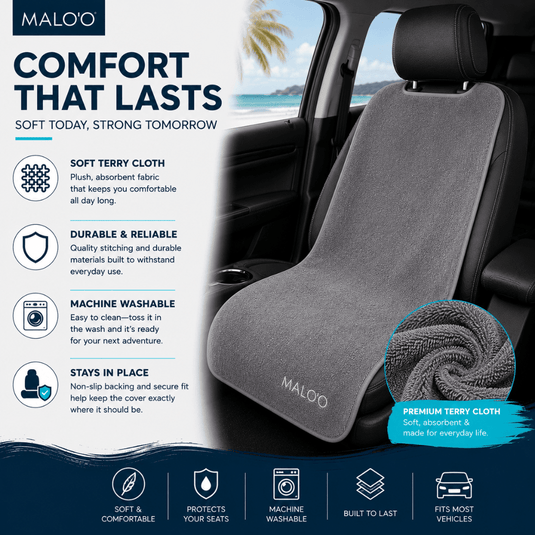SeatGuard Terry Cloth Seat Cover (2-Pack) – Soft, Absorbent Seat Protector for Beach, Gym & Travel
