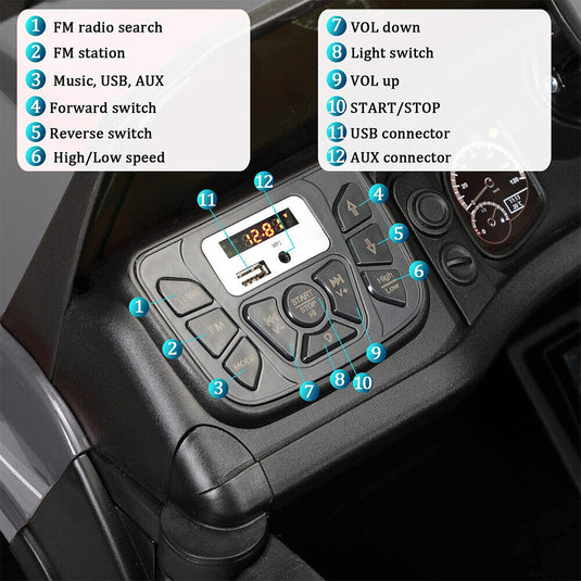 SEGMART 12V Ride-On Tractor Truck with RC Control and Trailer for Kids