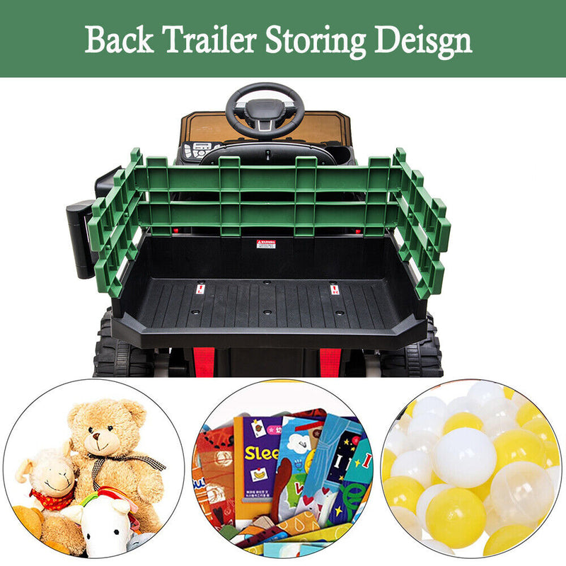 Load image into Gallery viewer, SEGMART 12V Ride-On Tractor Truck with RC Control and Trailer for Kids
