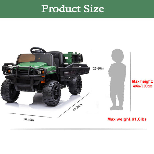 SEGMART 12V Ride-On Tractor Truck with RC Control and Trailer for Kids