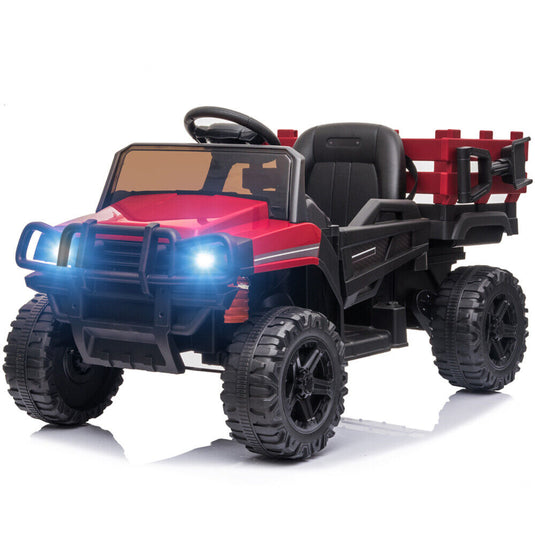 SEGMART 12V Ride-On Tractor Truck with RC Control and Trailer for Kids
