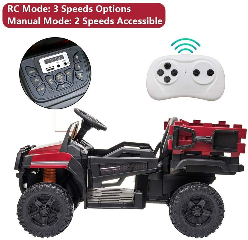 Load image into Gallery viewer, SEGMART 12V Ride-On Tractor Truck with RC Control and Trailer for Kids
