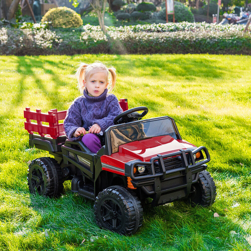 Load image into Gallery viewer, SEGMART 12V Ride-On Tractor Truck with RC Control and Trailer for Kids
