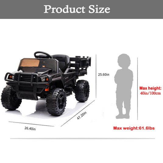 SEGMART 12V Ride-On Tractor Truck with RC Control and Trailer for Kids