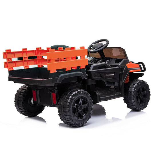 SEGMART 12V Ride-On Tractor Truck with RC Control and Trailer for Kids
