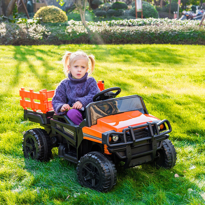 Load image into Gallery viewer, SEGMART 12V Ride-On Tractor Truck with RC Control and Trailer for Kids

