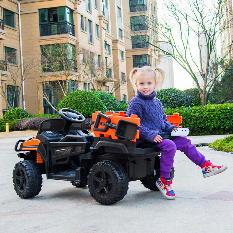 Load image into Gallery viewer, SEGMART 12V Ride-On Tractor Truck with RC Control and Trailer for Kids
