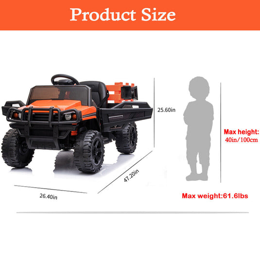 SEGMART 12V Ride-On Tractor Truck with RC Control and Trailer for Kids