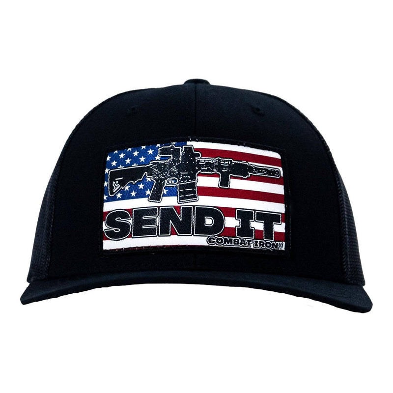 Load image into Gallery viewer, SEND IT AMERICAN FLAG PATCH MESH MID-PROFILE SNAPBACK
