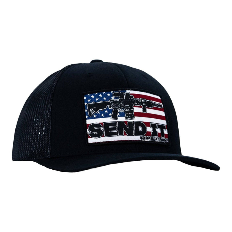 Load image into Gallery viewer, SEND IT AMERICAN FLAG PATCH MESH MID-PROFILE SNAPBACK
