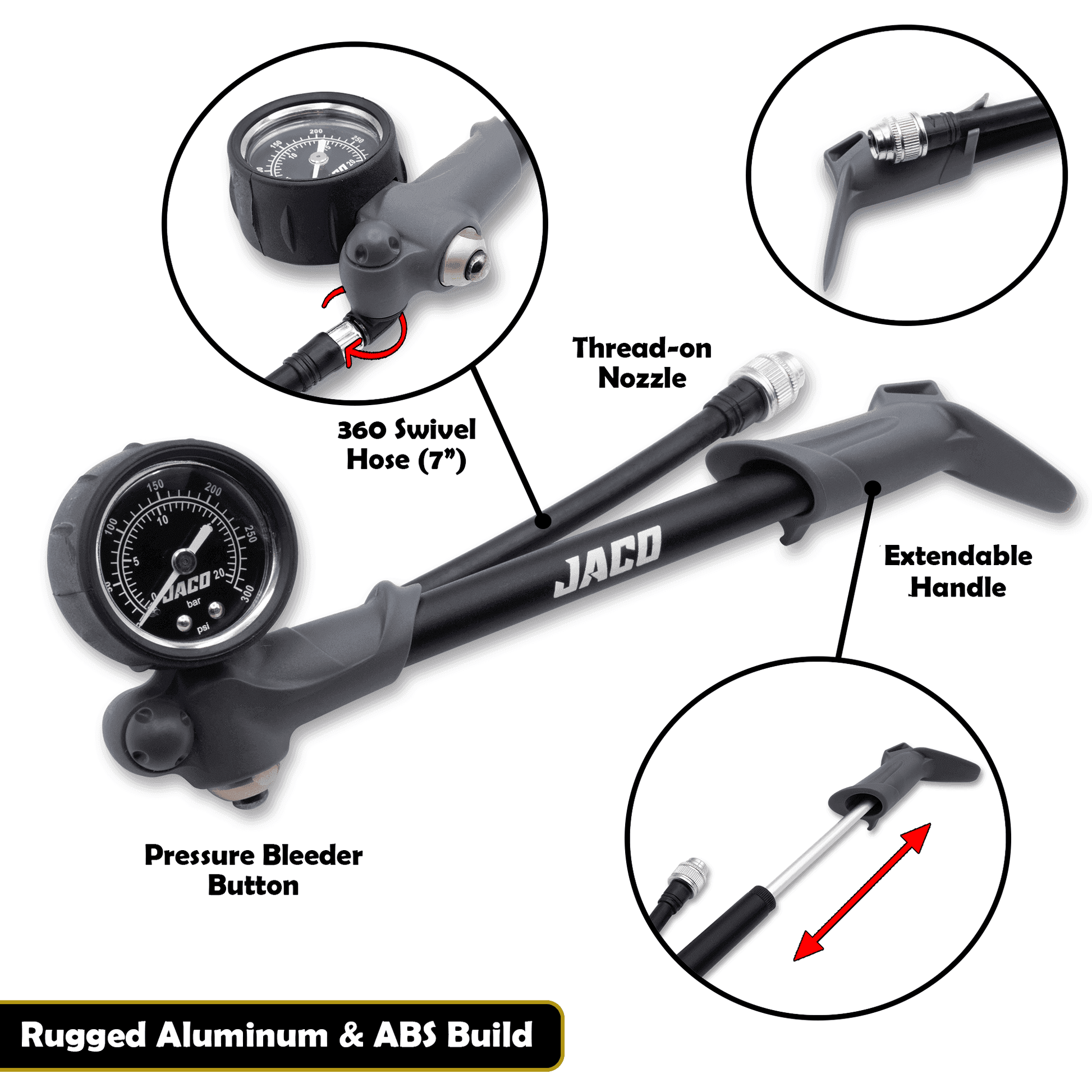 ShockPro™ Mountain Bike Shock Pump with Gauge - 300 PSI - Skoutley Outdoors LLC