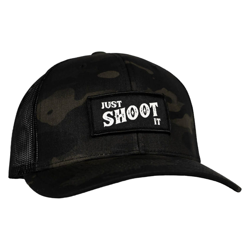 Load image into Gallery viewer, Just Shoot It Patch Snapback Hat

