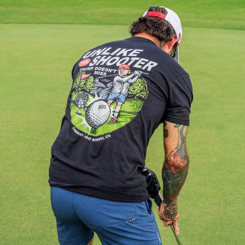 Load image into Gallery viewer, Unlike The Shooter Trump Doesn&#39;t Miss Golf Edition Men&#39;s T-Shirt
