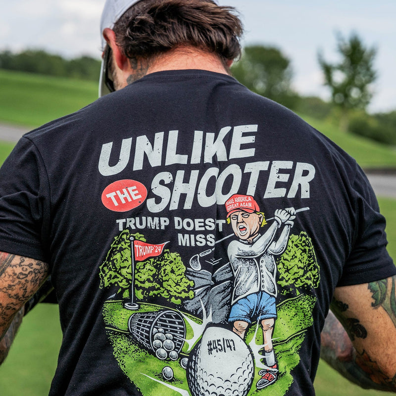 Load image into Gallery viewer, Unlike The Shooter Trump Doesn&#39;t Miss Golf Edition Men&#39;s T-Shirt
