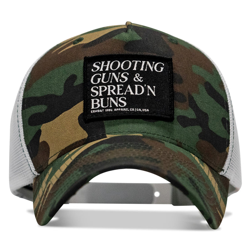 Load image into Gallery viewer, Shooting Guns &amp; Spread&#39;n Buns Patch Snapback Hat

