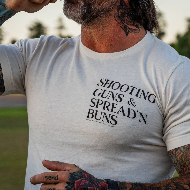 Load image into Gallery viewer, Shooting Guns &amp; Spread&#39;n Buns Men&#39;s T-Shirt
