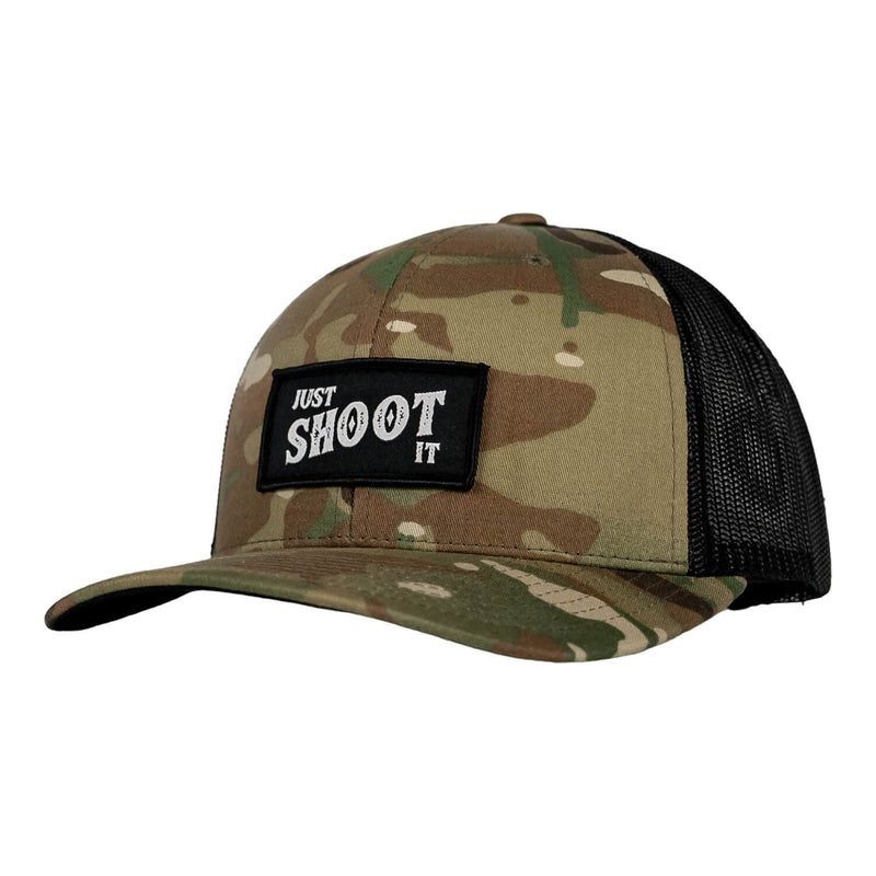 Load image into Gallery viewer, Just Shoot It Patch Snapback Hat
