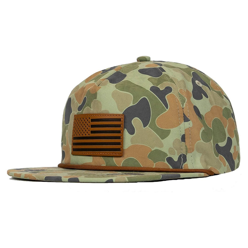 Load image into Gallery viewer, American Flag Leather Patch Crushable Rope Snapback Hat
