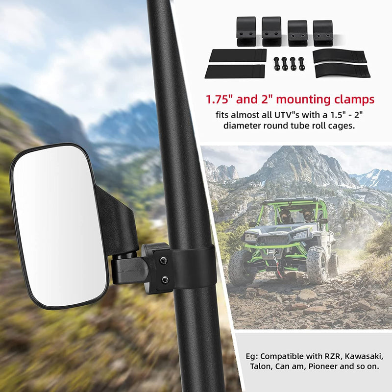 Load image into Gallery viewer, UTV Side Mirrors and Center Mirror with 1.6" to 2" Roll Bar Cage
