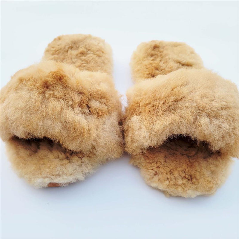 Load image into Gallery viewer, Slide-In Fluffy Furry Fuzzy Alpaca Fur Slippers
