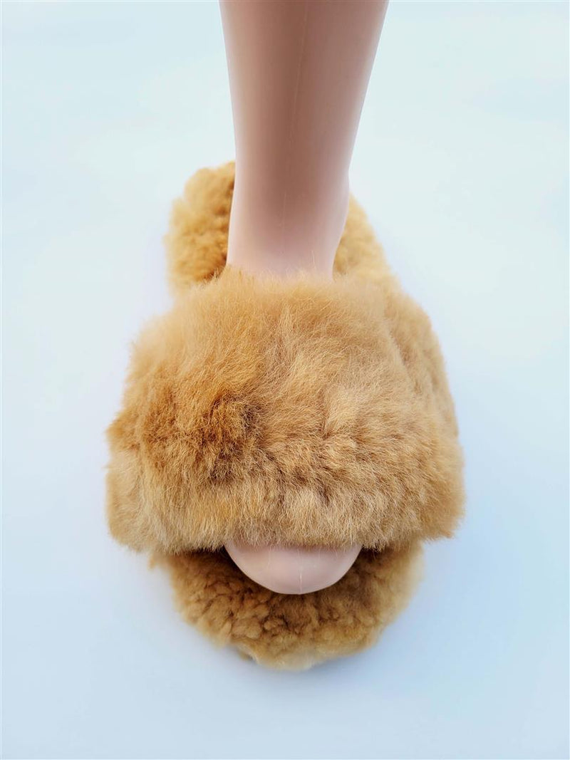 Load image into Gallery viewer, Slide-In Fluffy Furry Fuzzy Alpaca Fur Slippers
