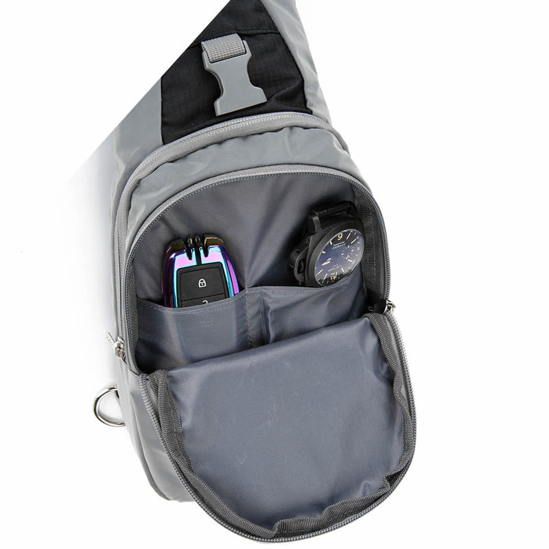 Load image into Gallery viewer, Black Reflective Sling Bag, Small Trekking Bag, Riderbag Unisex
