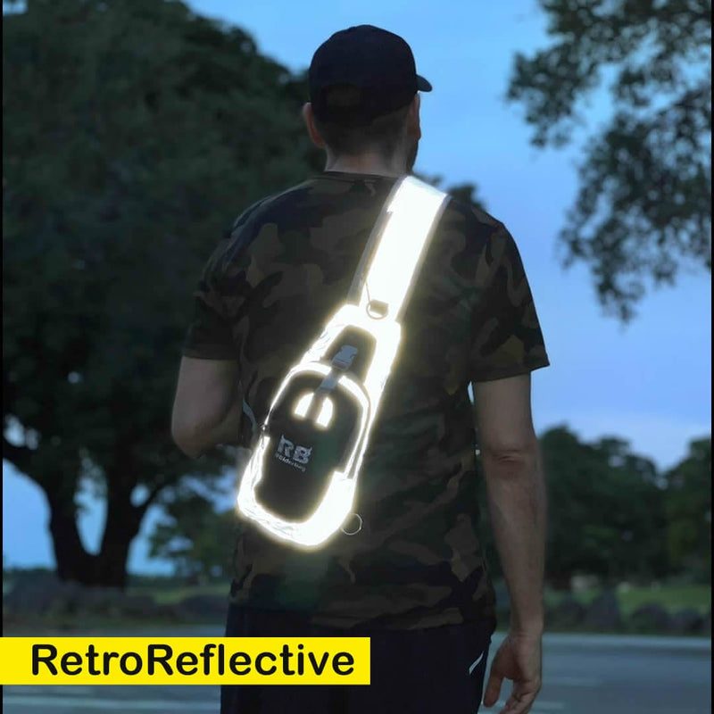Load image into Gallery viewer, Black Reflective Sling Bag, Small Trekking Bag, Riderbag Unisex
