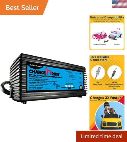 Dual Voltage Smart Charger for Kids' Ride-On Cars Compatible with 6V and 12V Batteries
