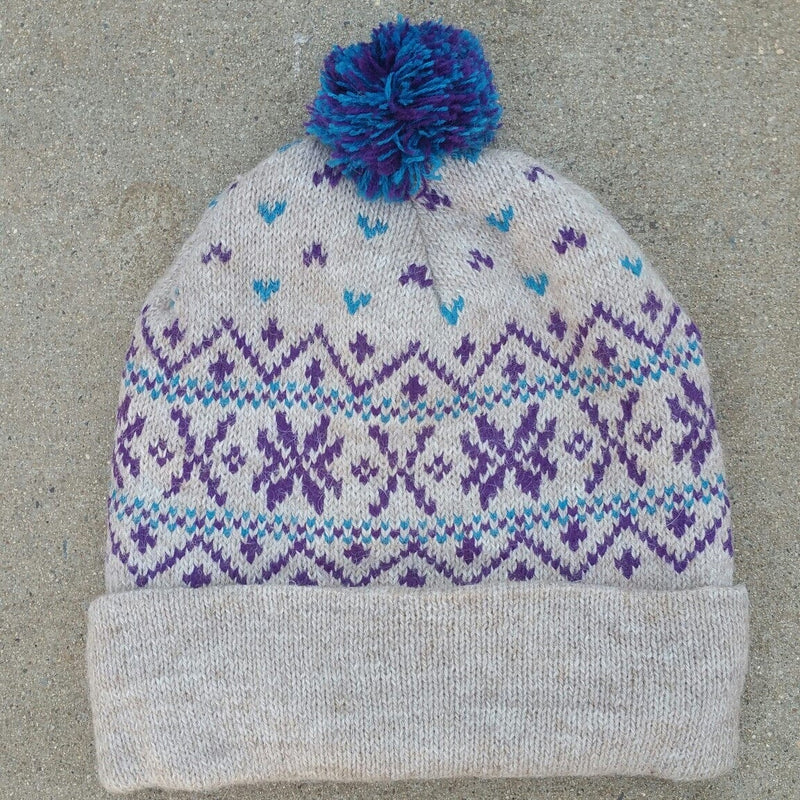 Load image into Gallery viewer, Snowflake Pom-Pom Alpaca Hat
