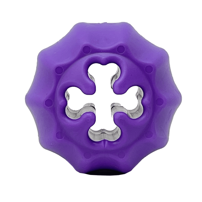 Load image into Gallery viewer, Cross Bones Bully Stick Holder &amp; Chew Toy for Heavy Chewers | Purple | USA Made
