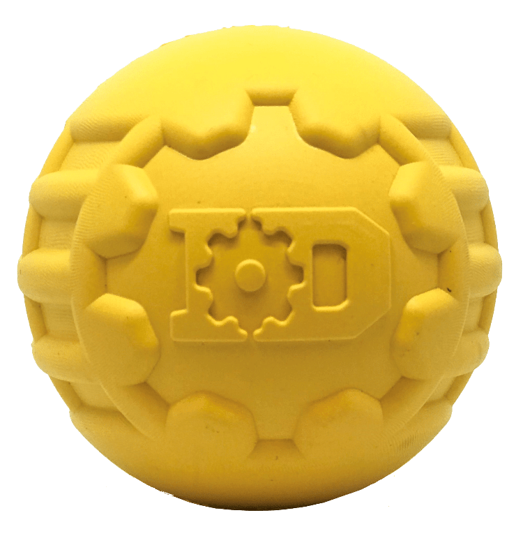 Load image into Gallery viewer, Industrial Dog Ball Rubber Chew Toy for Heavy Chewers | Yellow | USA Made | SodaPup
