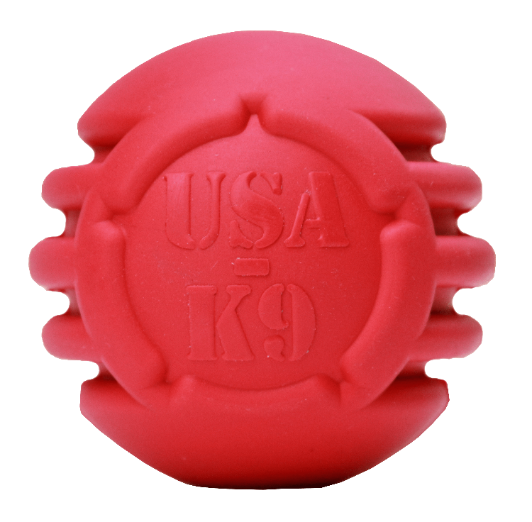 Load image into Gallery viewer, USA-K9 Stars and Stripes Rubber Dog Toy | K9 Handler Reward Toy | Red | USA Made

