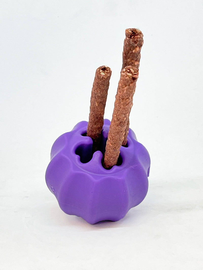 Load image into Gallery viewer, Cross Bones Bully Stick Holder &amp; Chew Toy for Heavy Chewers | Purple | USA Made

